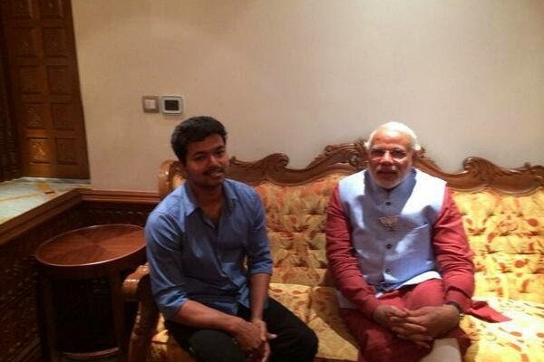 Actor Vijay meets Narendra Modi at Coimbatore Stills